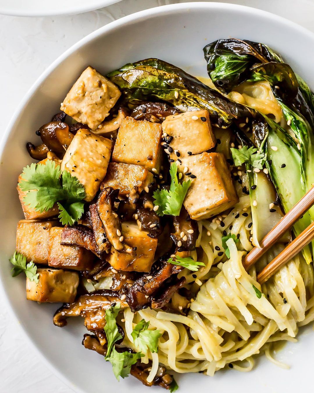Creamy Vegan Green Curry Noodle Bowls