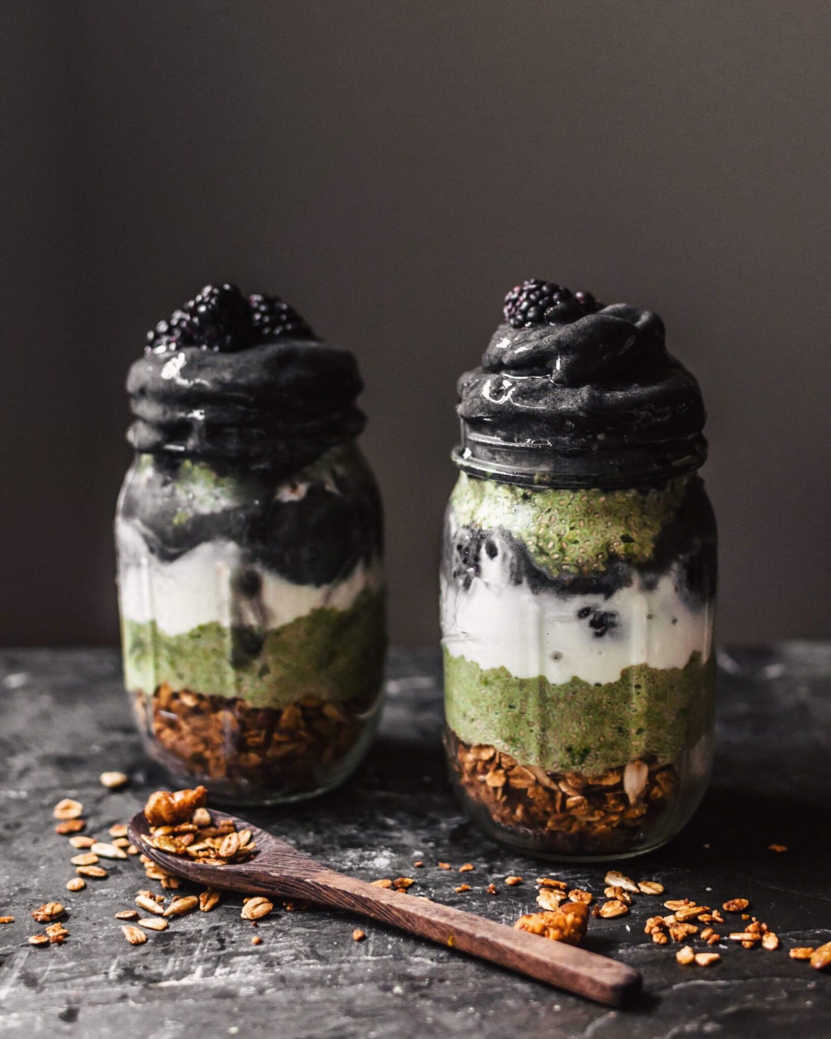 Vegan Chia Recipe: Black sesame matcha parfait