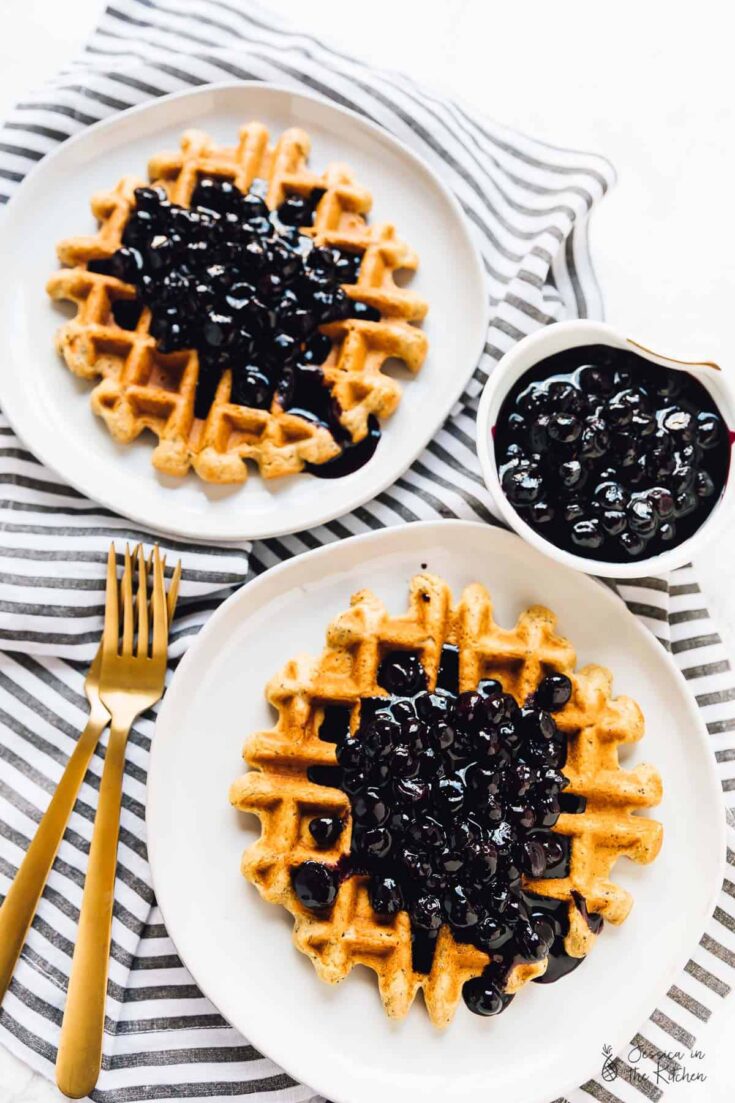 Vegan Blueberry Recipe: Lemon Poppyseed Waffles with Blueberry Sauce