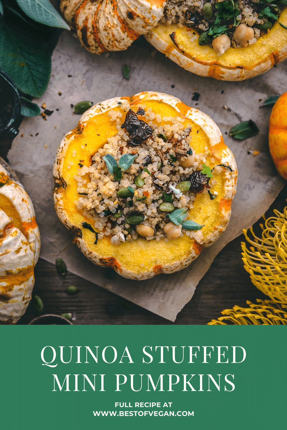 vegan pumpkin recipes: stuffed mini pumpkins