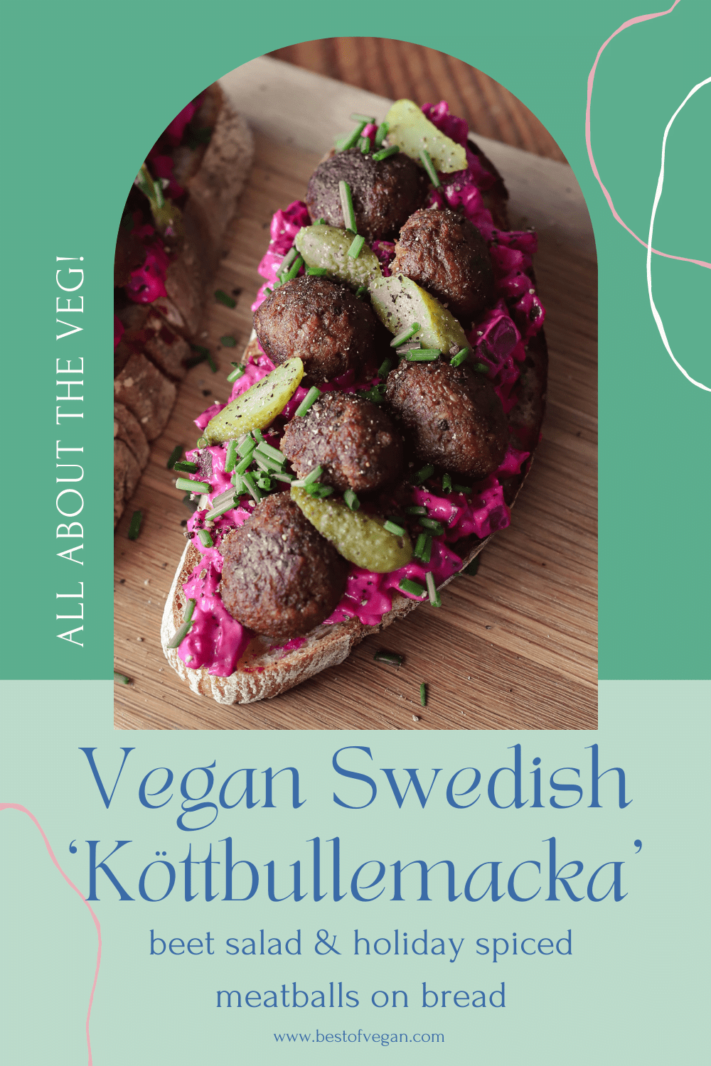 All About the Veg: Vegan Swedish ‘Köttbullemacka’, Beet Salad & Holiday Spiced Meatballs on Bread
