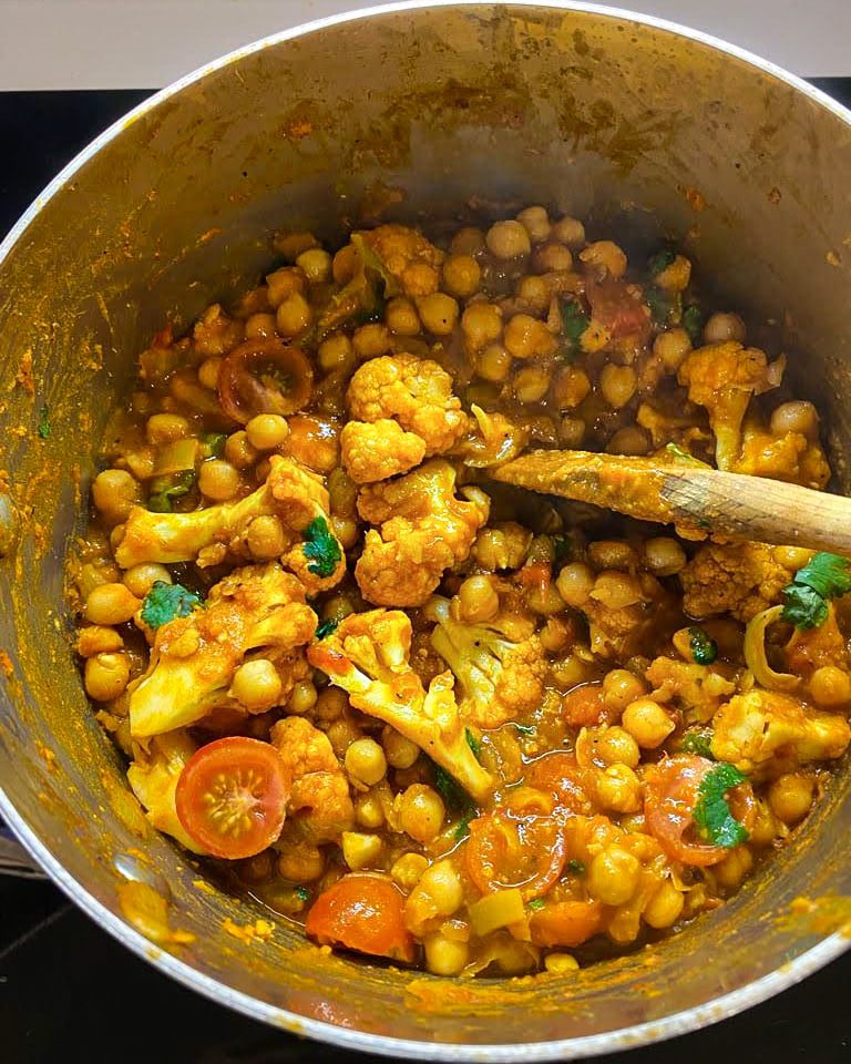 Vegan Channa Gobi (Chickpea and Cauliflower Protein Curry)