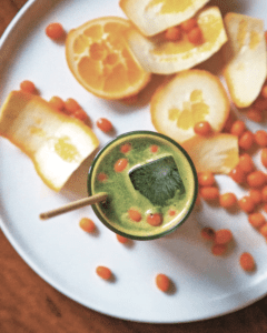 Sea Buckthorn Orange Juice with Spinach and Ginger