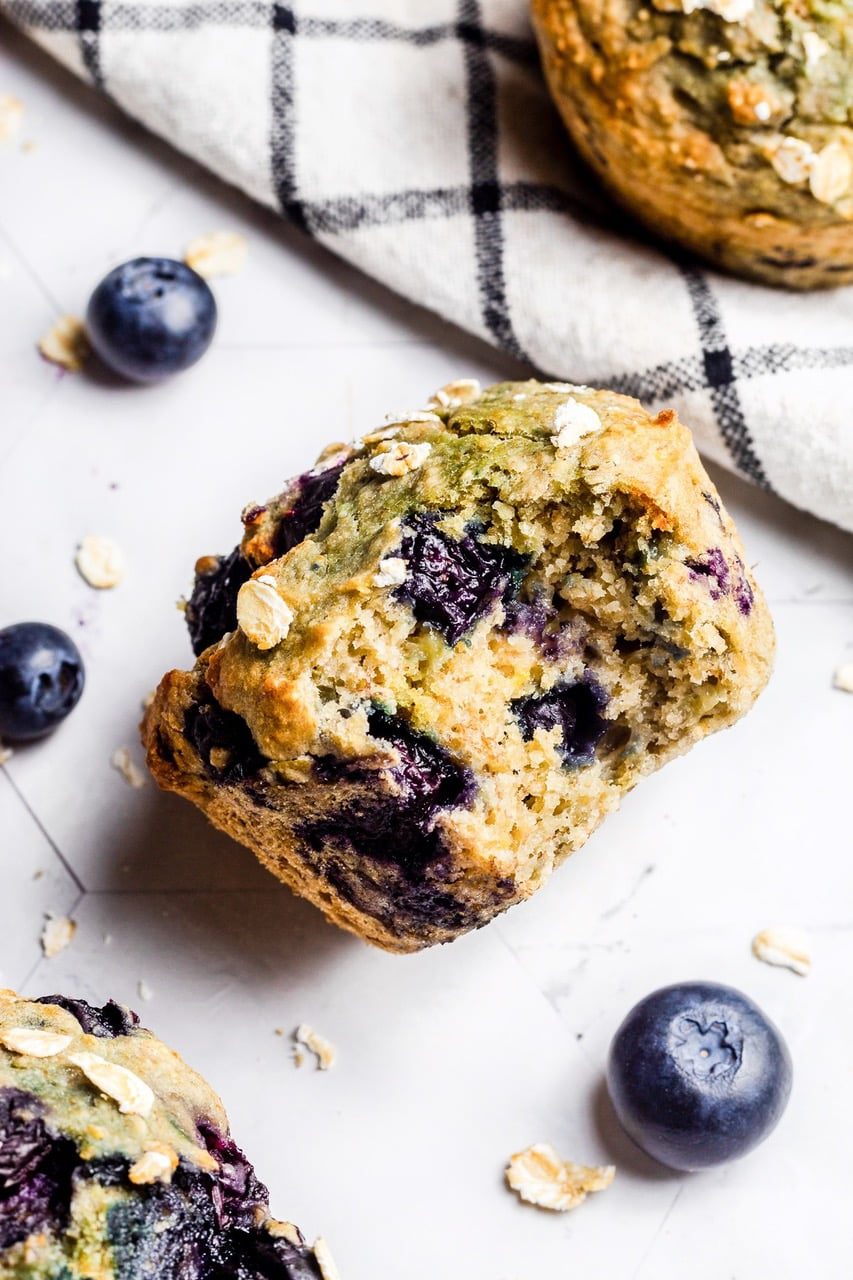 Vegan Blueberry Banana Oatmeal Muffins
