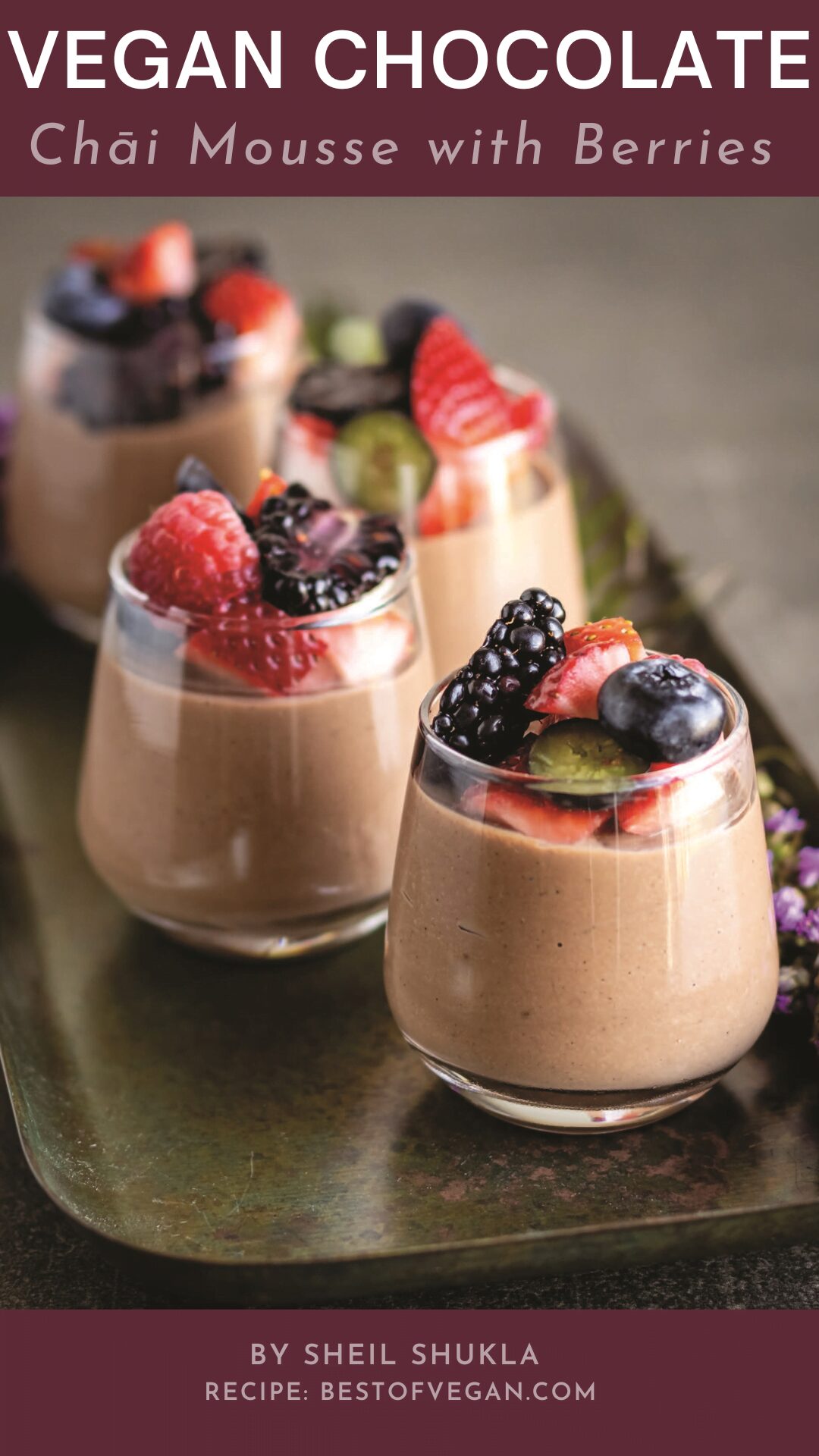 Vegan Chocolate Chāi Mousse with Berries