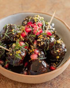 Pomegranate Glazed Tofu Balls