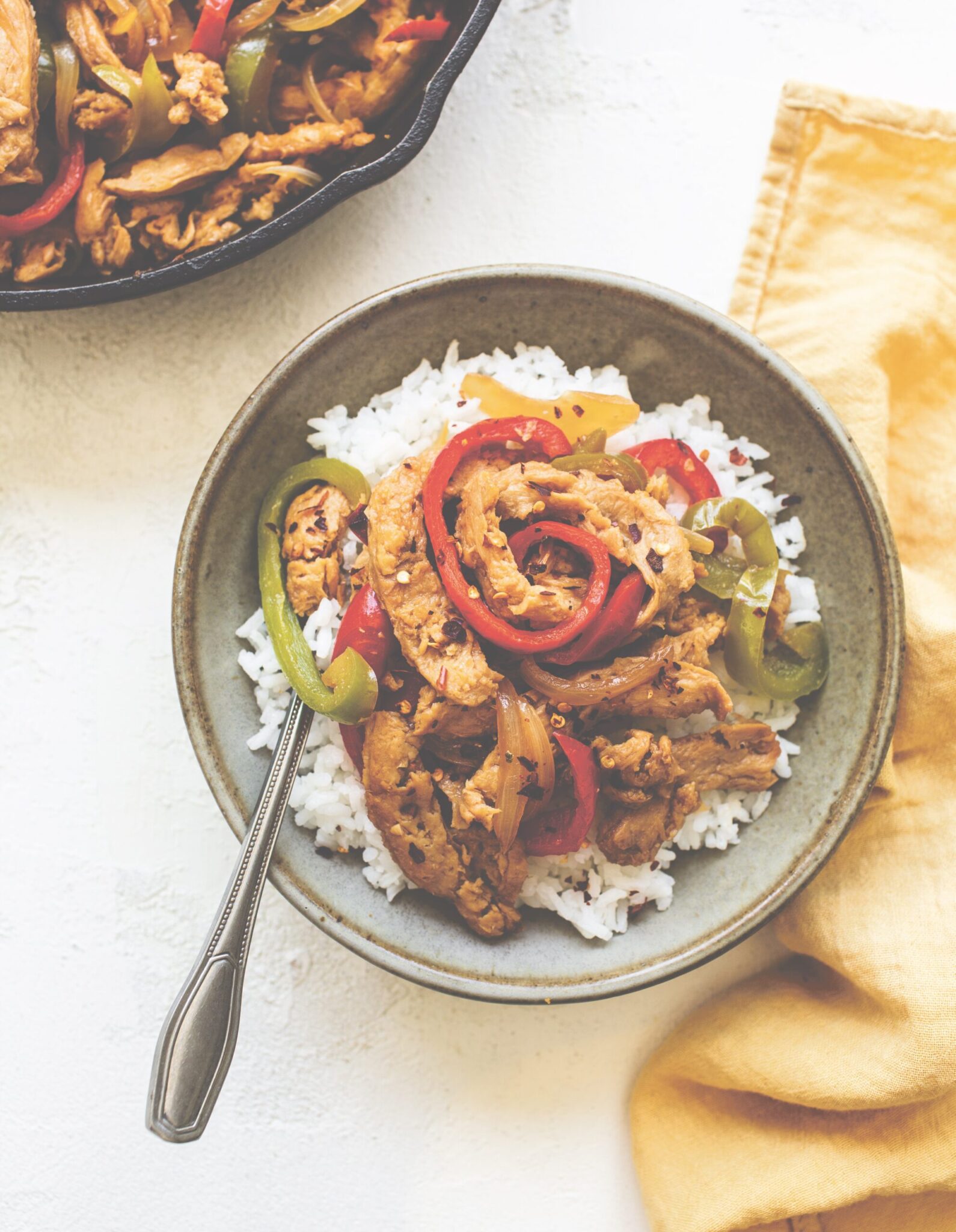 vegan pepper steak soy curls