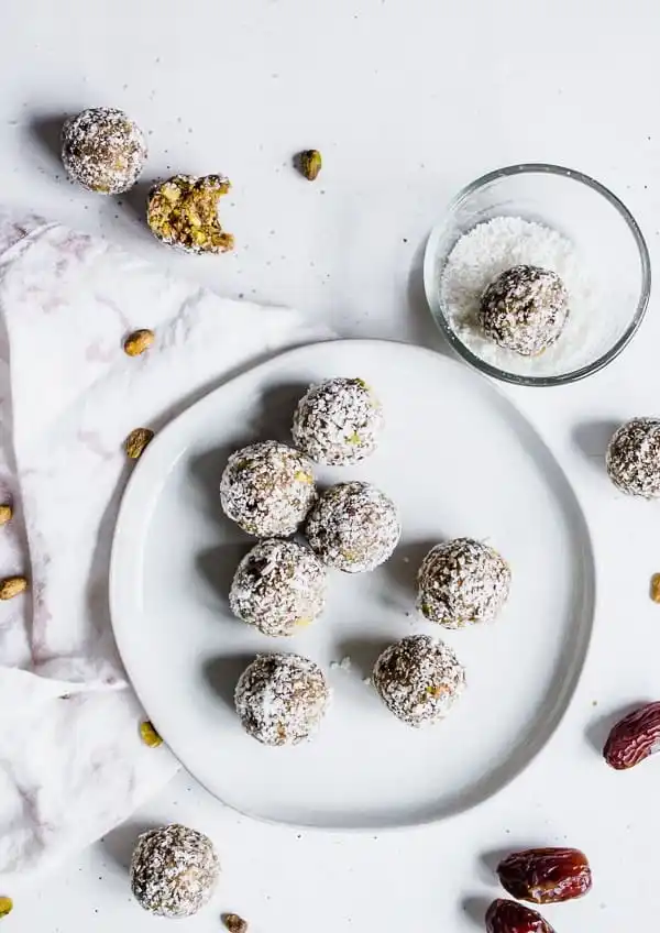 lemon pistachio date bites