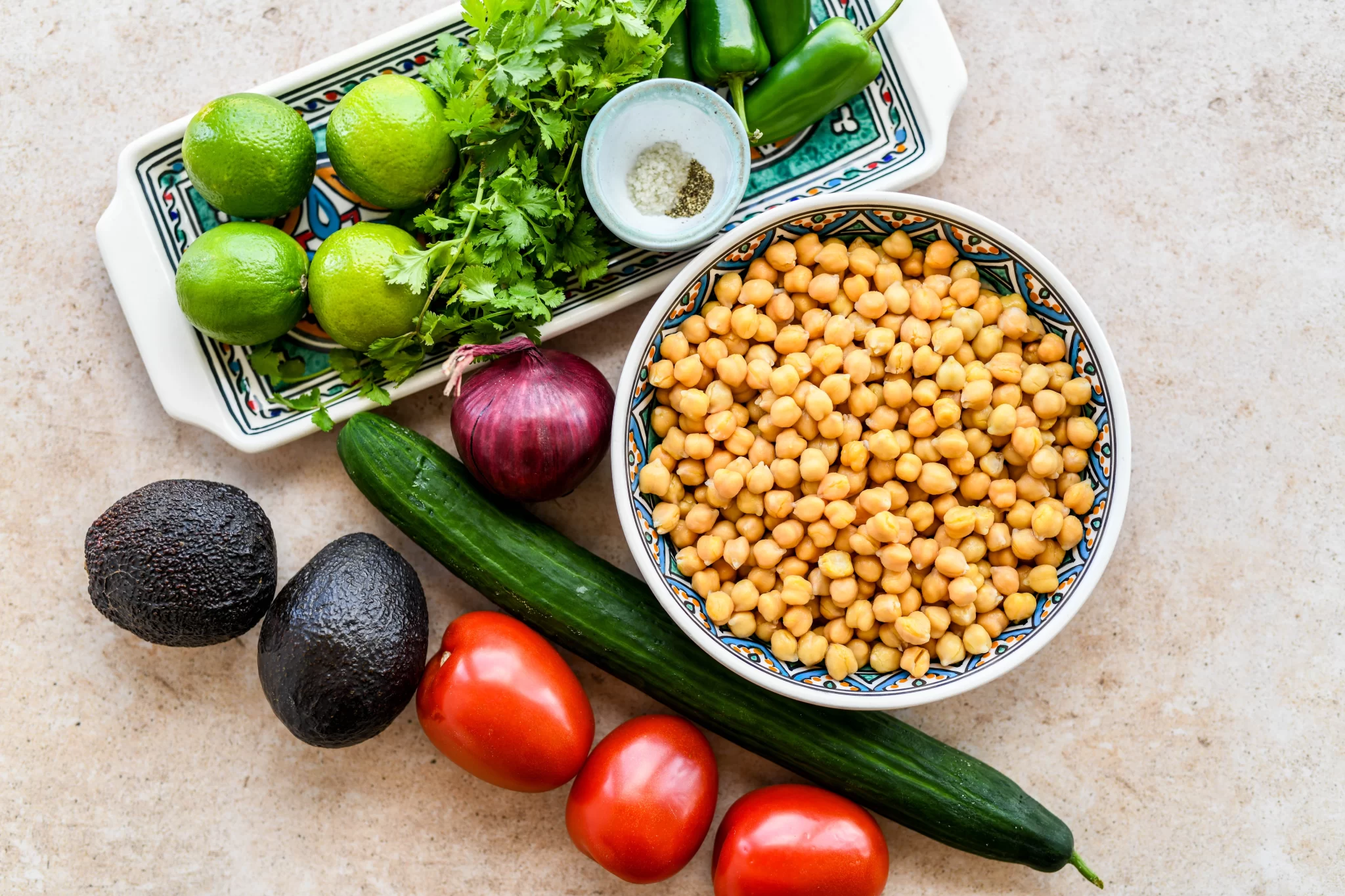 a bowl of chickpeas and vegetables