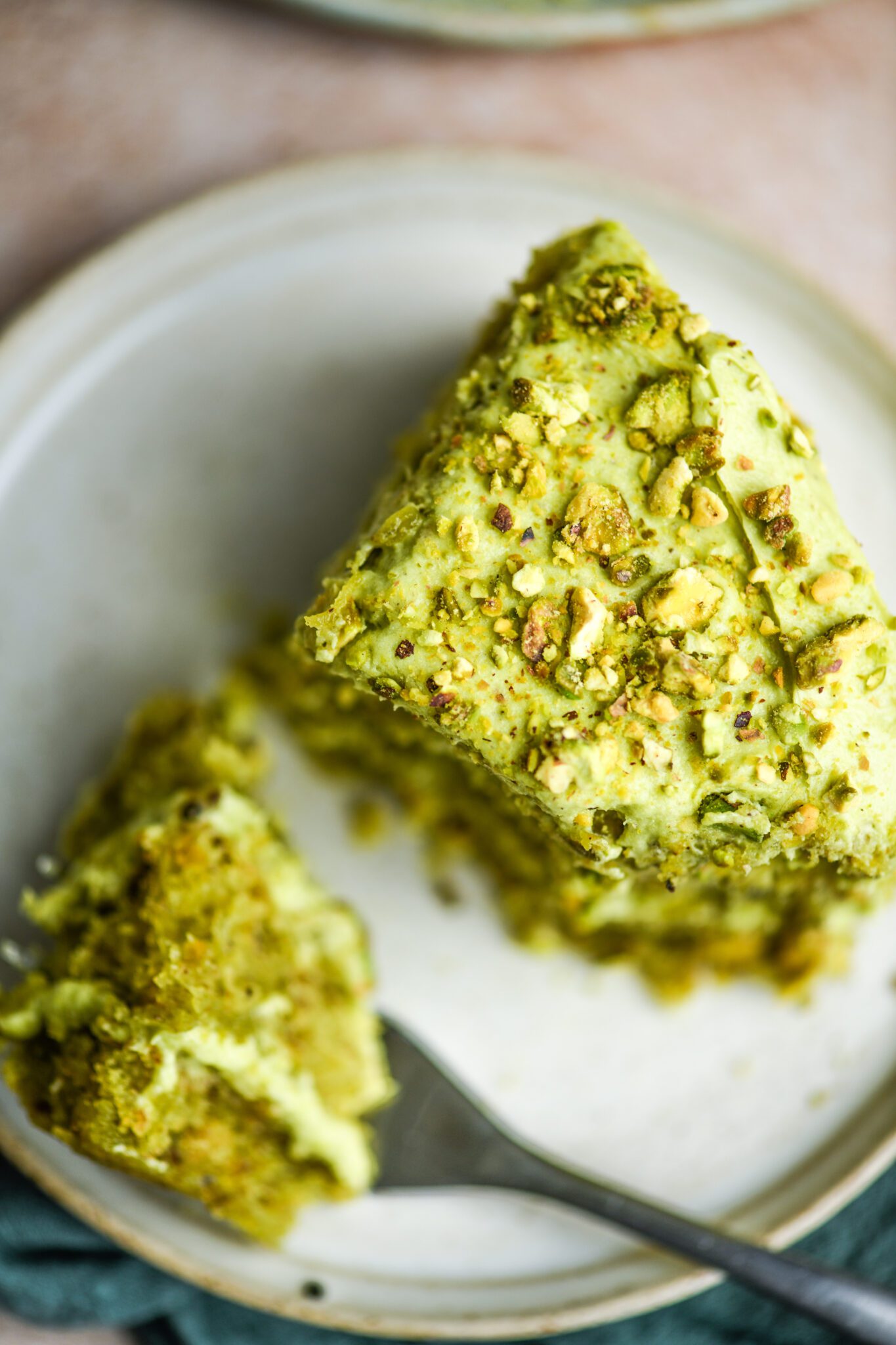 sliced vegan pistachio cake