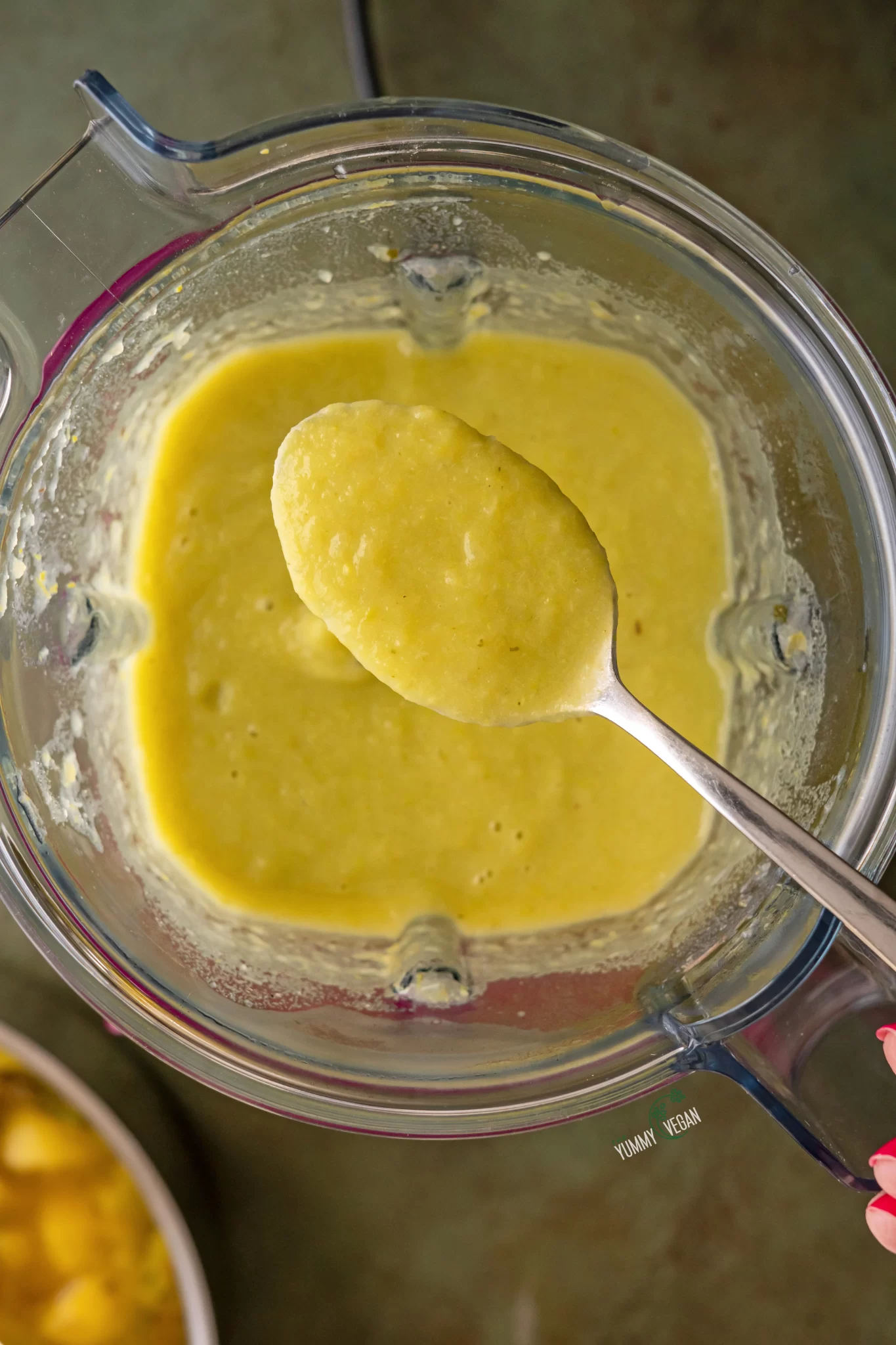 blended soup in blender