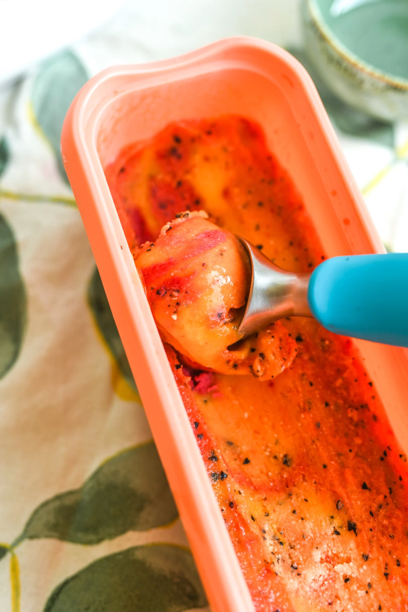 sorbet in ice cream container