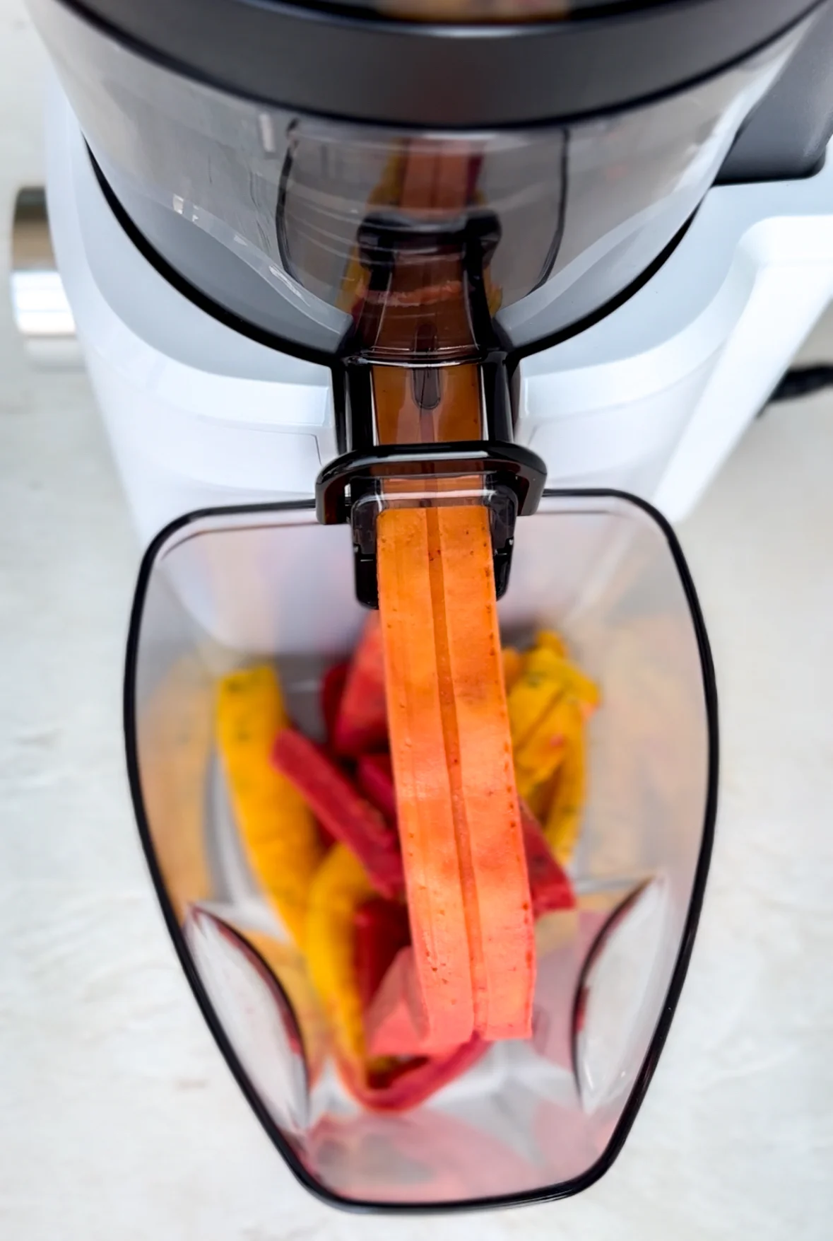 sorbet coming out of juicer